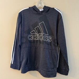 Adidas Kids Charcoal Hoodie with White Stripes